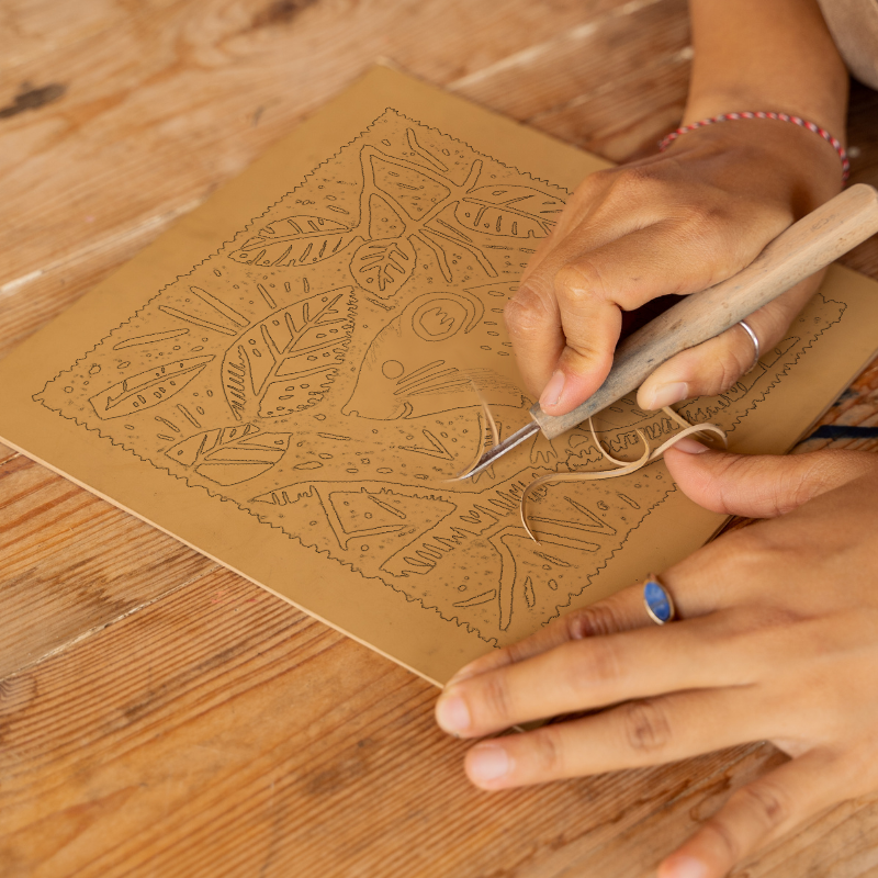 Cute Dormouse   Linoprint-Style Art (52-4)