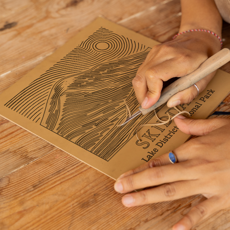 Mountains Linoprint-Style Art (c365)