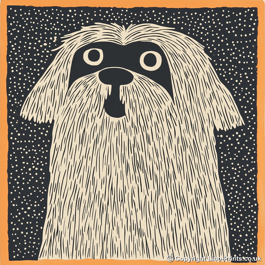 Lhasa Apso Linoprint-Style Art (1475-1)