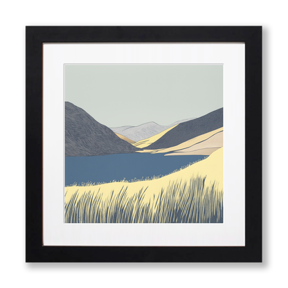 Skiddaw in the Lake District Linoprint-Style Art (2548-2)