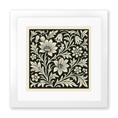 Flowers Linoprint-Style Art (c6)