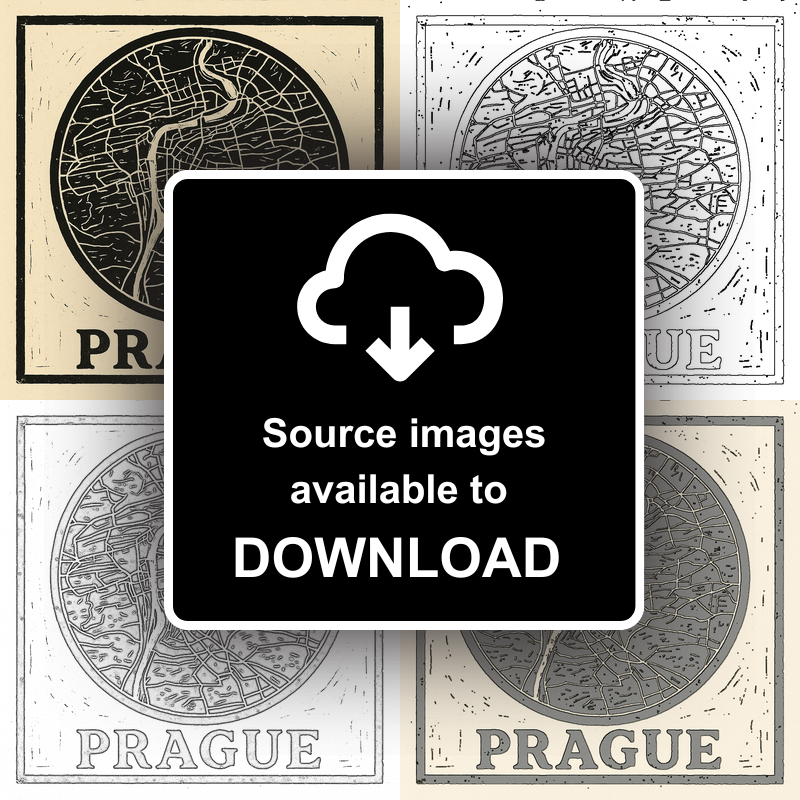 Maps Linoprint-Style Art (c26)