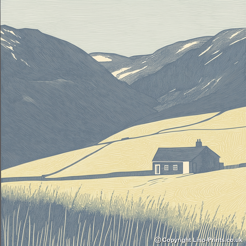 Place Fell in the Lake District Linoprint-Style Art (2506-4)