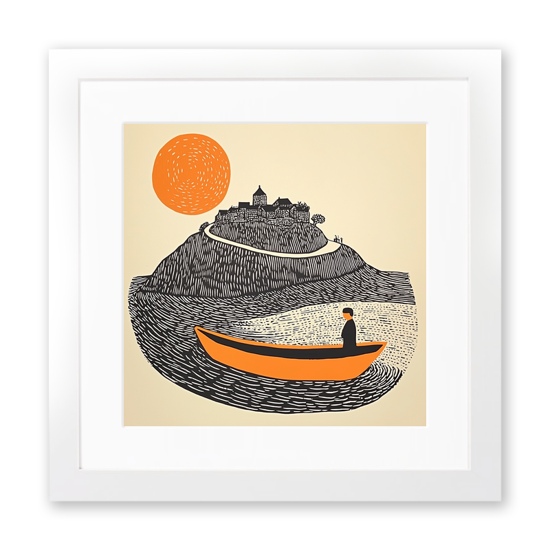 St Michael’s Mount, Cornwall Linoprint-Style Art (194-1)