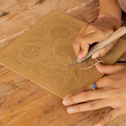 Flowers Linoprint-Style Art (c9)