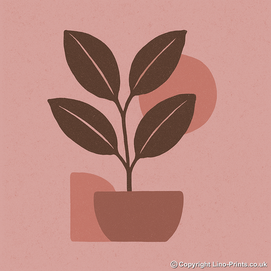 Flowers and Plants Linoprint-Style Art (c527)
