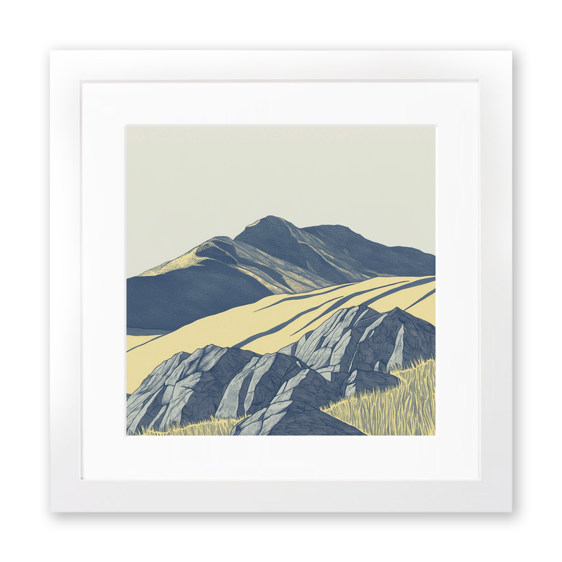 Bowfell rocky summit Linoprint-Style Art (2375-1)