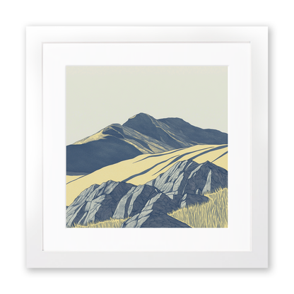 Bowfell rocky summit Linoprint-Style Art (2375-1)