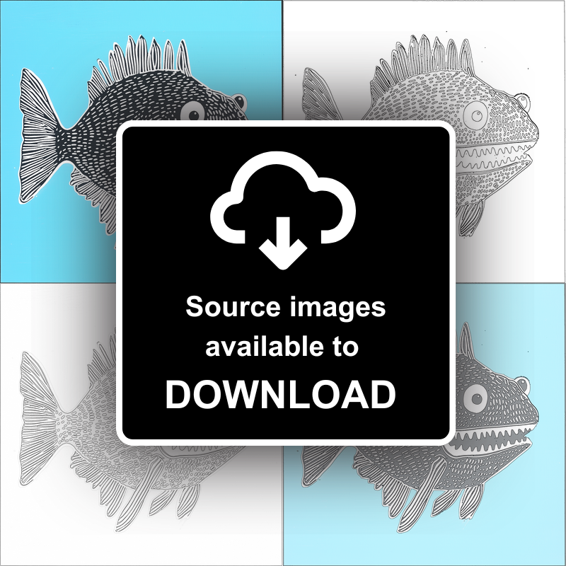 Anglerfish Linoprint-Style Art (742-1)