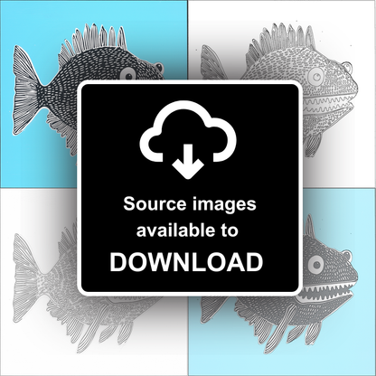 Anglerfish Linoprint-Style Art (742-1)