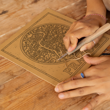 Maps Linoprint-Style Art (c26)