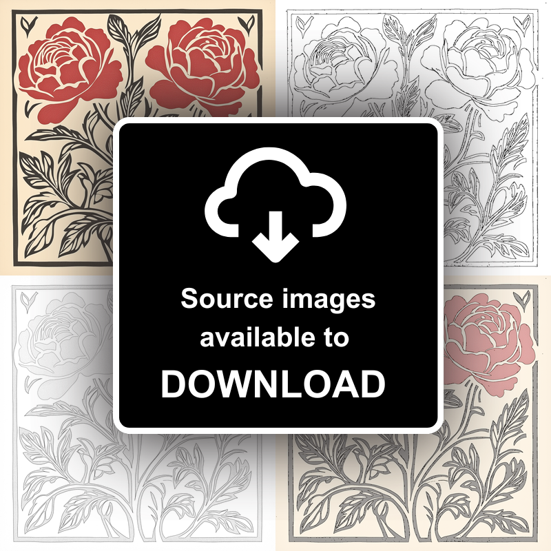 Rose Linoprint-Style Art (1739-1)