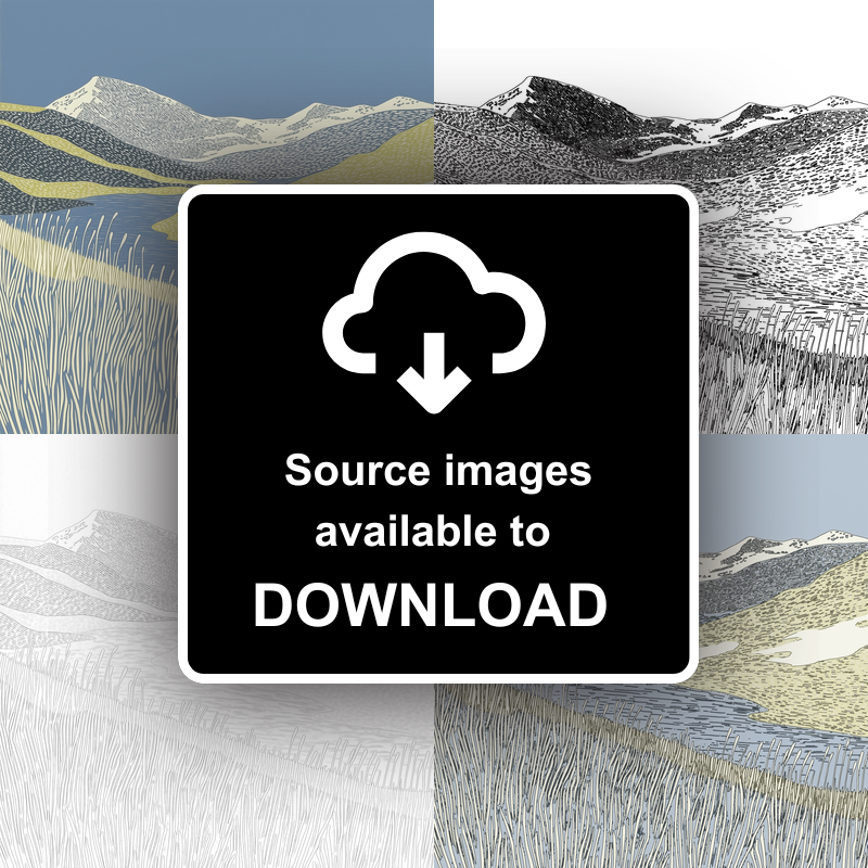 Angle Tarn Pikes view Linoprint-Style Art (2357-3)