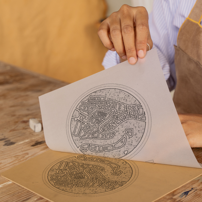 Maps Linoprint-Style Art (c39)