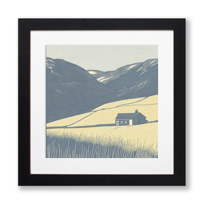 Place Fell in the Lake District Linoprint-Style Art (2506-1)