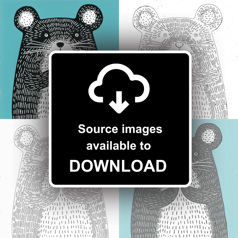 Cute Hamster Linoprint-Style Art (625-1)
