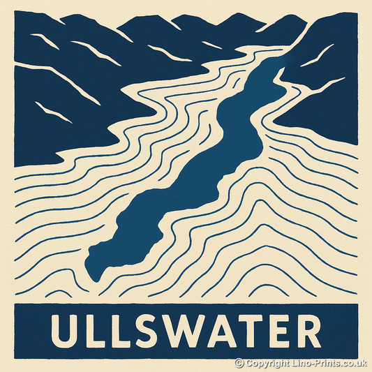 Lakes and Waters Linoprint-Style Art (c397)