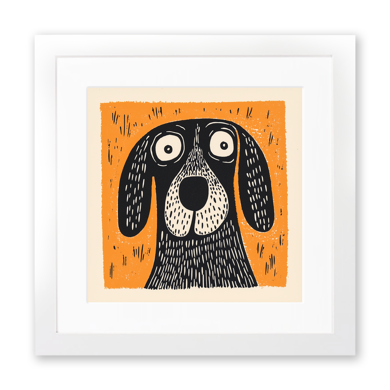 Beagle Linoprint-Style Art (1398-1)