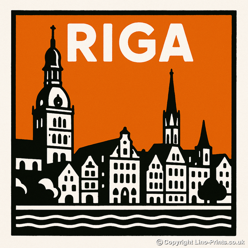 Cities Linoprint-Style Art (c107)