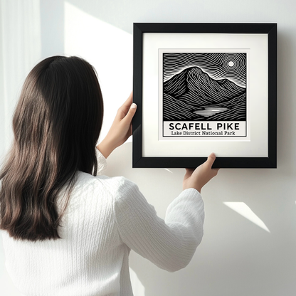 Mountains Linoprint-Style Art (c366)