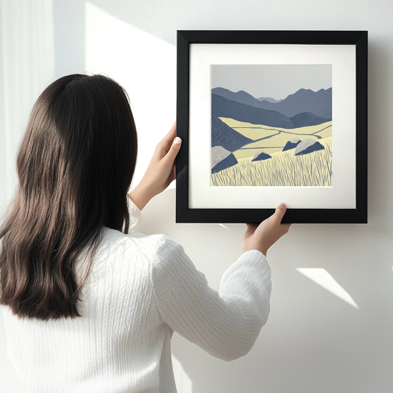 Great Langdale valley floor Linoprint-Style Art (2438-1)