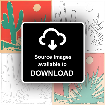 Cactus Linoprint-Style Art (1633-1)