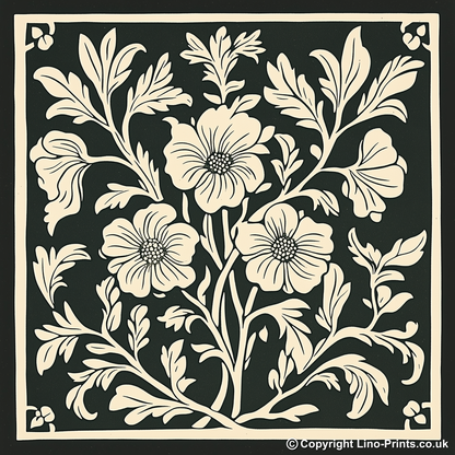 Primrose Linoprint-Style Art (1737-1)