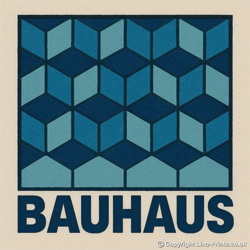 Bauhaus Design Linoprint-Style Art (c414)