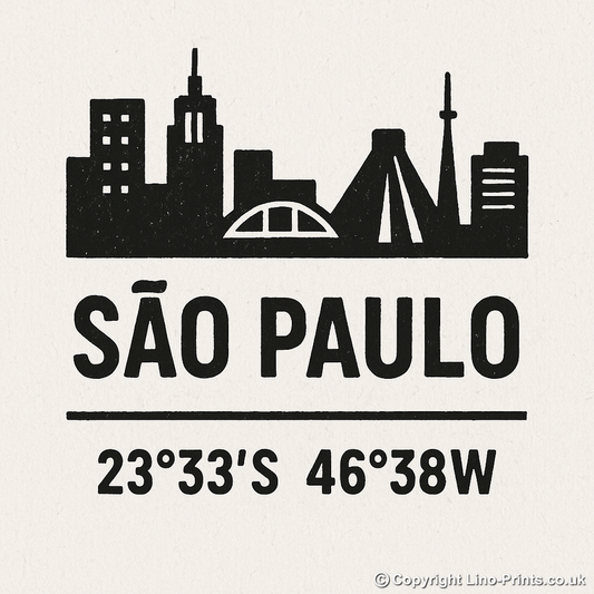 Place Coordinates Linoprint-Style Art (c282)