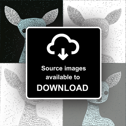 Cute Fawn (Baby Deer)   Linoprint-Style Art (620-2)