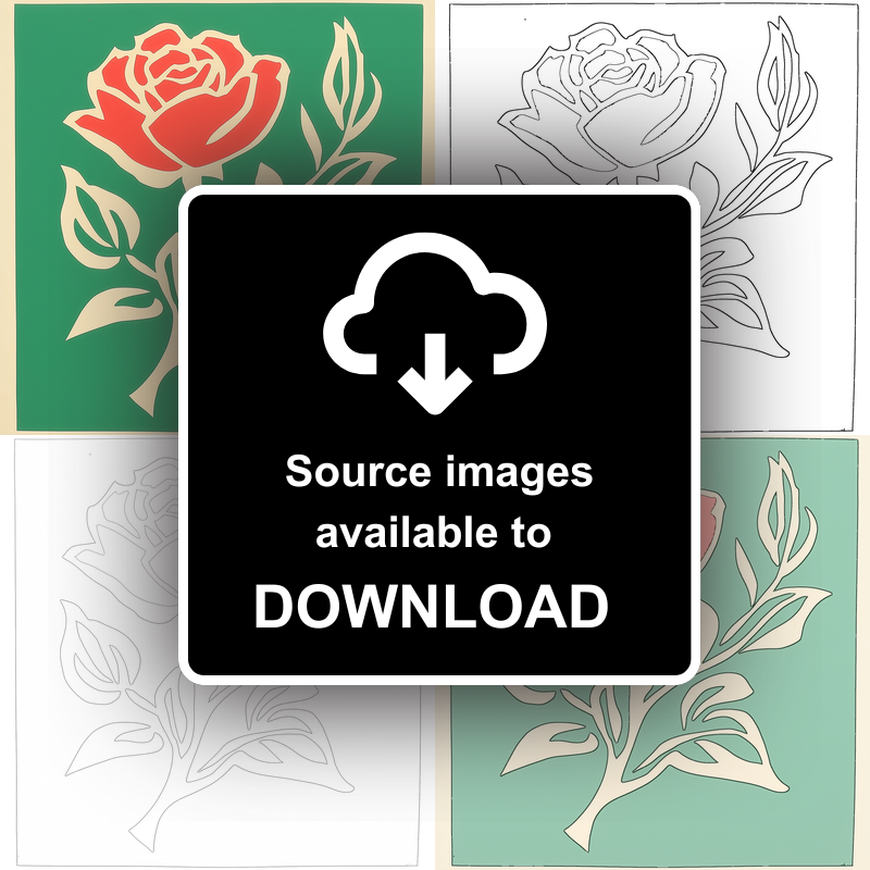 Rose Linoprint-Style Art (1674-1)