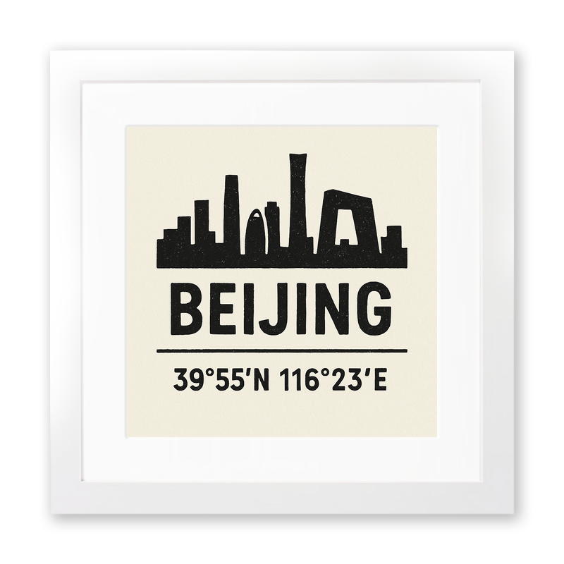 Place Coordinates Linoprint-Style Art (c274)