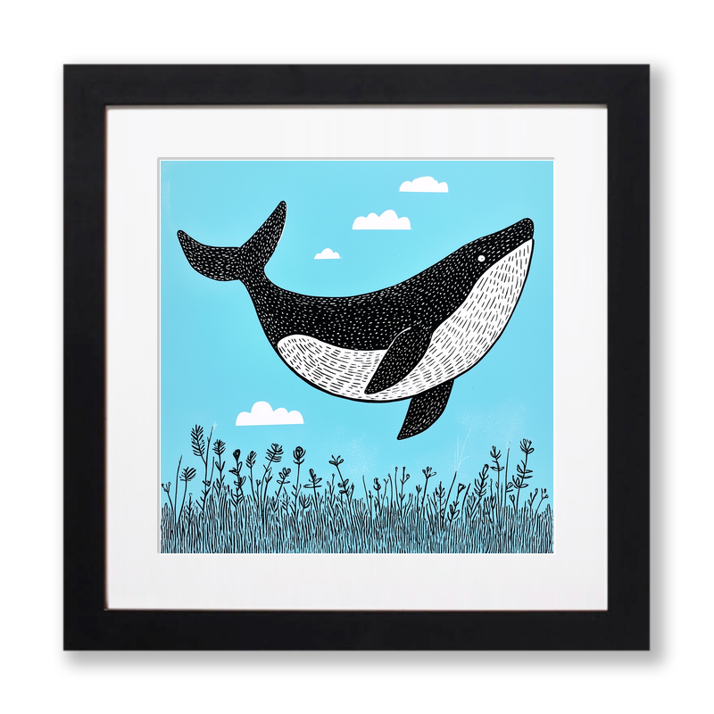 Orca Linoprint-Style Art (762-2)