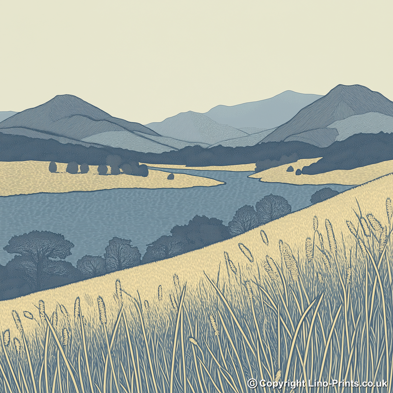 Latrigg in the Lake District Linoprint-Style Art (2475-3)