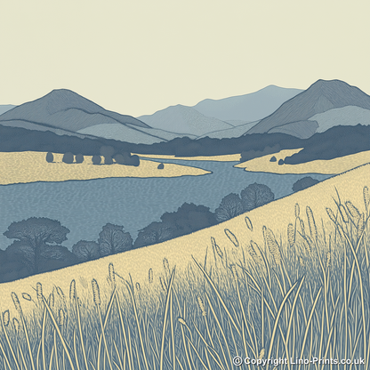 Latrigg in the Lake District Linoprint-Style Art (2475-3)