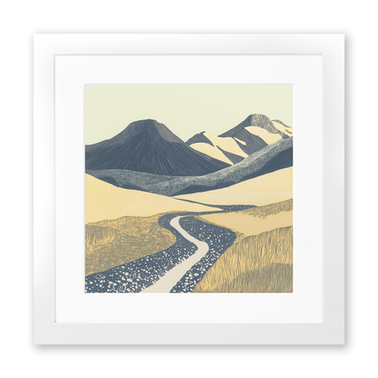 Scafell in the Lake District Linoprint-Style Art (2532-8)