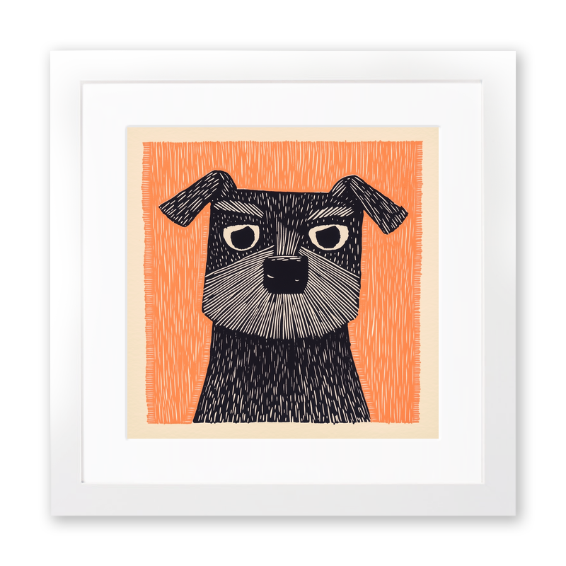 Border Terrier Linoprint-Style Art (1401-1)