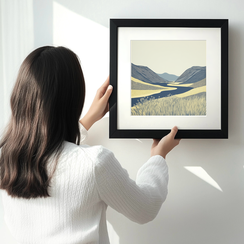Grasmoor in the Lake District Linoprint-Style Art (2433-1)