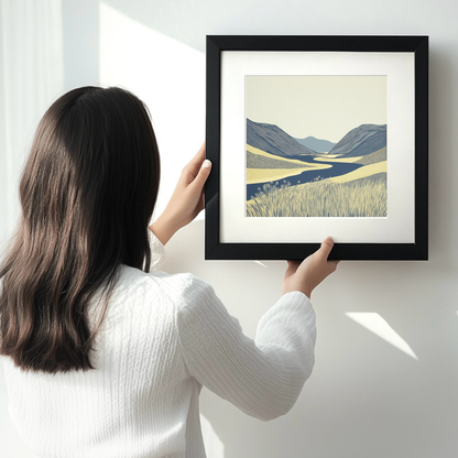 Grasmoor in the Lake District Linoprint-Style Art (2433-1)