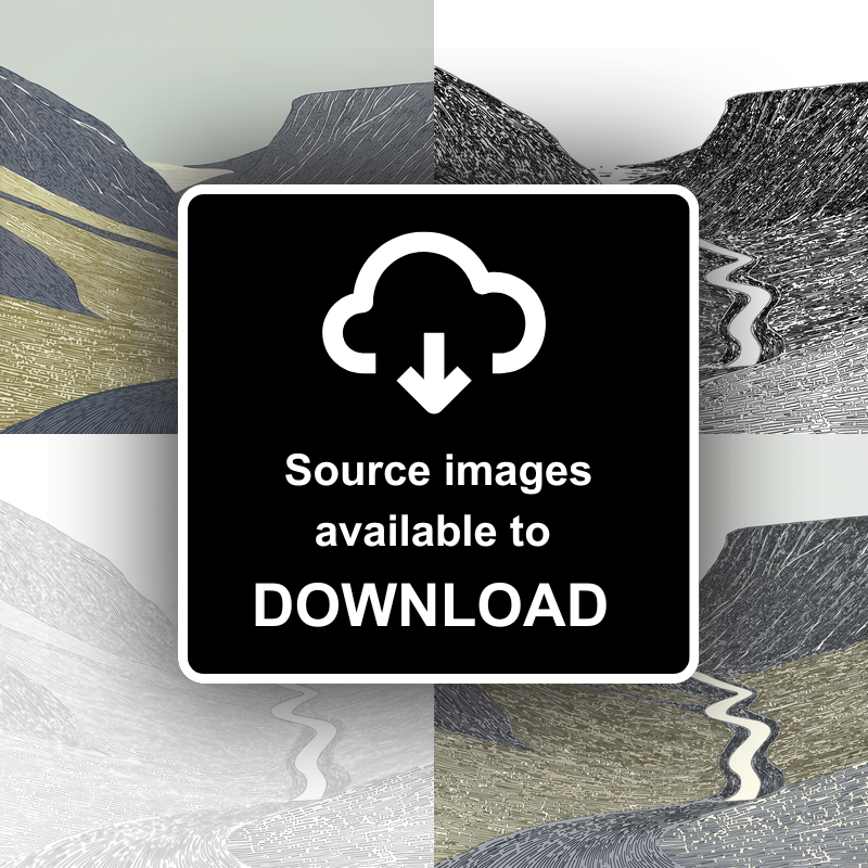 Honister Pass road winding Linoprint-Style Art (2458-3)