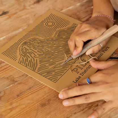 Mountains Linoprint-Style Art (c363)