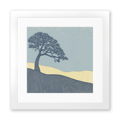 Scots Pine silhouette Linoprint-Style Art (2536-2)