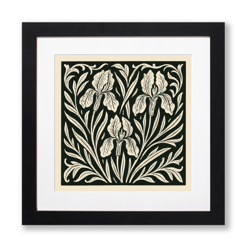 Flowers Linoprint-Style Art (c12)