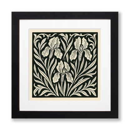 Flowers Linoprint-Style Art (c12)