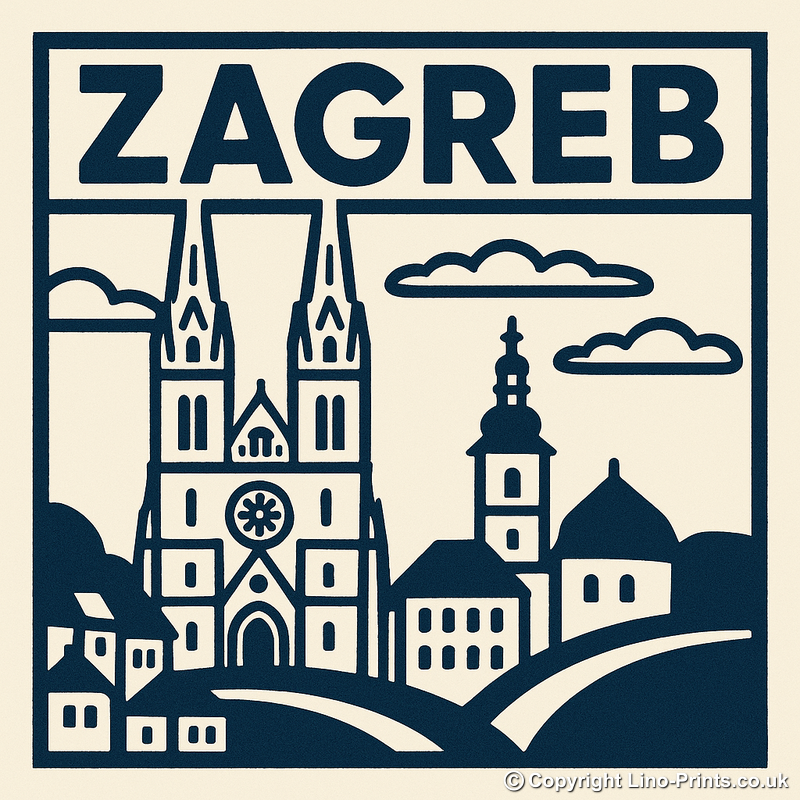 Cities Linoprint-Style Art (c49)