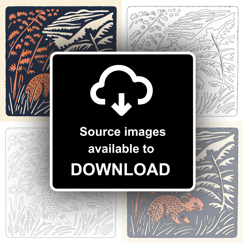 Cute Dormouse   Linoprint-Style Art (52-2)