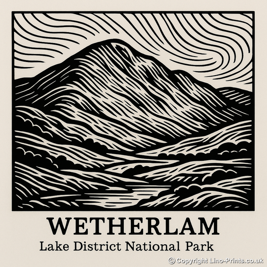 Mountains Linoprint-Style Art (c356)