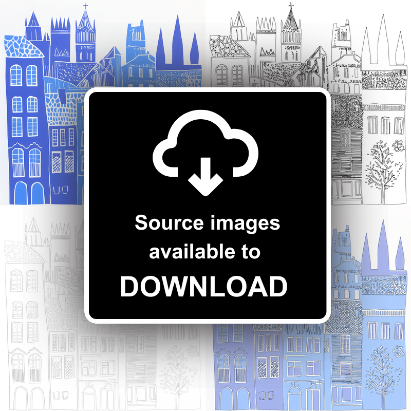 Barcelona Gothic Quarter Linoprint-Style Art (837-1)