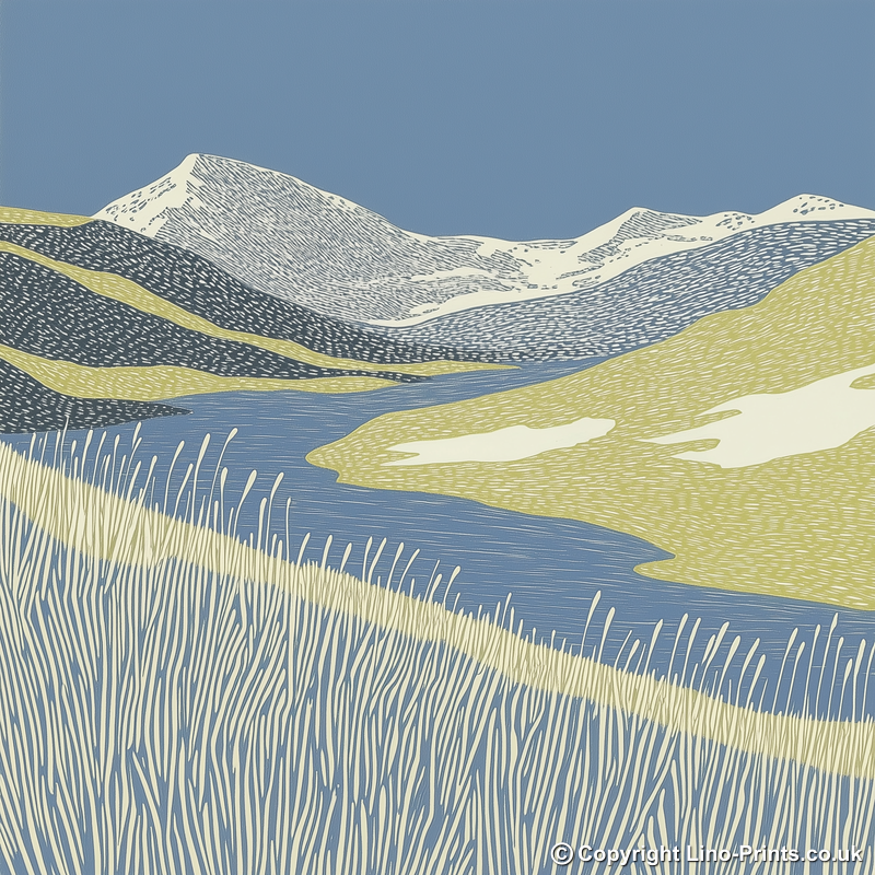 Angle Tarn Pikes view Linoprint-Style Art (2357-2)