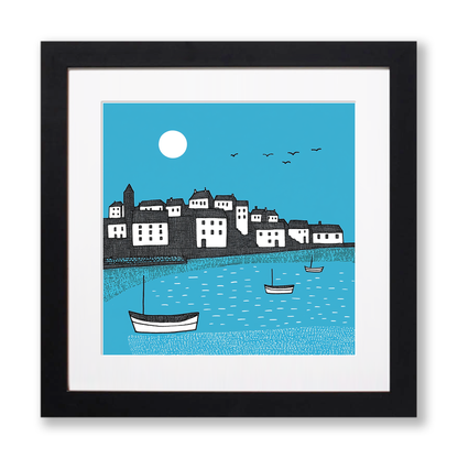 St Ives Harbour, Cornwall Linoprint-Style Art (819-1)